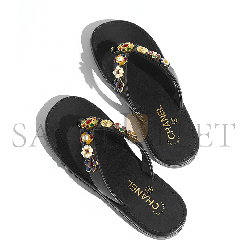 CHANEL THONGS LAMBSKIN & METAL BLACK G46304 CHANEL THONGS LAMBSKIN & METAL BLACK G46304